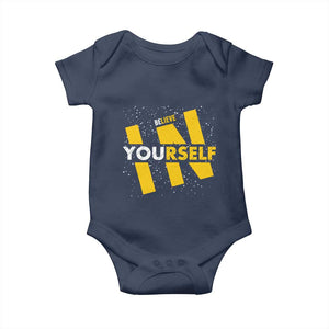 Inspirational Quote Baby Onesie Believe In Yourself Motivation TS12 Navy Print Your Wear