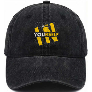 Inspirational Quote Washed Cotton Baseball Cap Believe In Yourself Motivation TS12 Print Your Wear