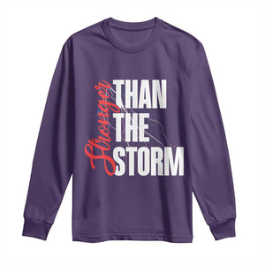 Stronger Than The Storm Long Sleeve Shirt Positive Mindset Motivation TS12 Purple Print Your Wear
