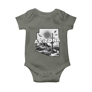Arizona Cactus Vintage State Map Desert Gift Baby Onesie TS12 Military Green Print Your Wear