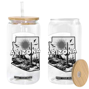 Arizona Cactus Vintage State Map Desert Gift Glass Can TS12 Print Your Wear