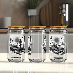 Arizona Cactus Vintage State Map Desert Gift Glass Can TS12 Print Your Wear