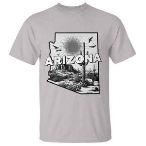 Arizona Cactus Vintage State Map Desert Gift T Shirt TS12 Ice Gray Print Your Wear