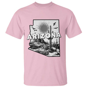 Arizona Cactus Vintage State Map Desert Gift T Shirt TS12 Light Pink Print Your Wear