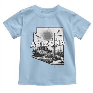 Arizona Cactus Vintage State Map Desert Gift Toddler T Shirt TS12 Light Blue Print Your Wear