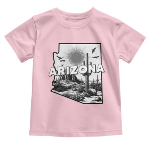 Arizona Cactus Vintage State Map Desert Gift Toddler T Shirt TS12 Light Pink Print Your Wear