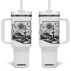Arizona Cactus Vintage State Map Desert Gift Tumbler With Handle TS12 One Size: 40 oz White Print Your Wear