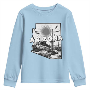 Arizona Cactus Vintage State Map Desert Gift Youth Sweatshirt TS12 Light Blue Print Your Wear