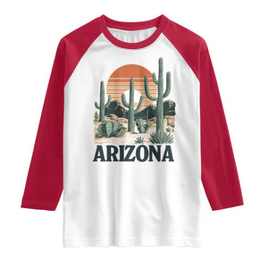 Arizona Desert Sunset Raglan Shirt Vintage Cactus Grand Canyon State Gift TS12 White Red Print Your Wear