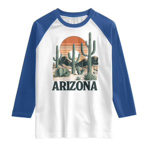 Arizona Desert Sunset Raglan Shirt Vintage Cactus Grand Canyon State Gift TS12 White Royal Print Your Wear