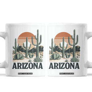 Arizona Desert Sunset Coffee Mug Vintage Cactus Grand Canyon State Gift TS12 White Print Your Wear