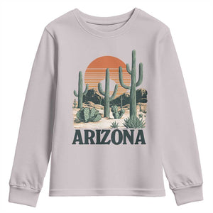 Arizona Desert Sunset Youth Sweatshirt Vintage Cactus Grand Canyon State Gift TS12 Ice Gray Print Your Wear