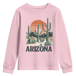 Arizona Desert Sunset Youth Sweatshirt Vintage Cactus Grand Canyon State Gift TS12 Light Pink Print Your Wear