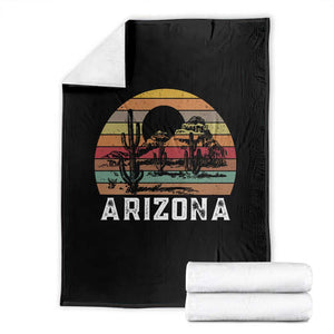 Arizona Throw Blanket Retro Desert Landscape Cactus Lover Gift TS12 Black Print Your Wear