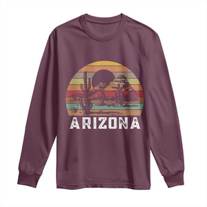 Arizona Long Sleeve Shirt Retro Desert Landscape Cactus Lover Gift TS12 Maroon Print Your Wear