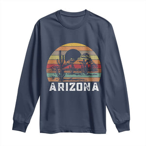 Arizona Long Sleeve Shirt Retro Desert Landscape Cactus Lover Gift TS12 Navy Print Your Wear