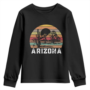 Arizona Youth Sweatshirt Retro Desert Landscape Cactus Lover Gift TS12 Black Print Your Wear