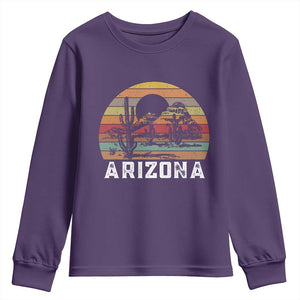 Arizona Youth Sweatshirt Retro Desert Landscape Cactus Lover Gift TS12 Purple Print Your Wear