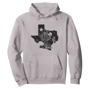 Western Pride Gift Hoodie Cactus Texas Map With Cowboy Hat TS12 Ice Gray Print Your Wear