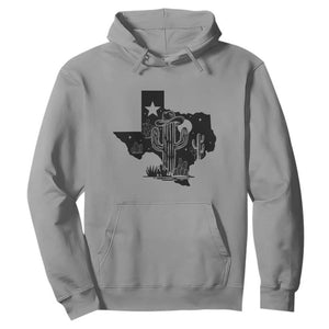 Western Pride Gift Hoodie Cactus Texas Map With Cowboy Hat TS12 Sport Gray Print Your Wear