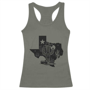 Western Pride Gift Racerback Tank Top Cactus Texas Map With Cowboy Hat TS12 Military Green Print Your Wear