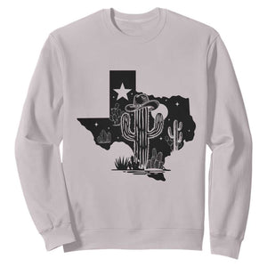 Western Pride Gift Sweatshirt Cactus Texas Map With Cowboy Hat TS12 Ice Gray Print Your Wear