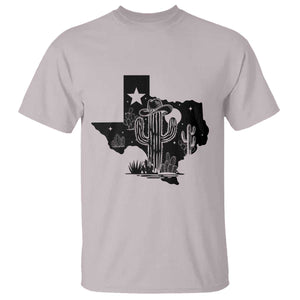 Western Pride Gift T Shirt Cactus Texas Map With Cowboy Hat TS12 Ice Gray Print Your Wear