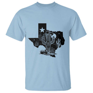 Western Pride Gift T Shirt Cactus Texas Map With Cowboy Hat TS12 Light Blue Print Your Wear