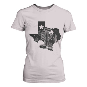 Western Pride Gift T Shirt For Women Cactus Texas Map With Cowboy Hat TS12 Ice Gray Print Your Wear
