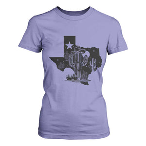 Western Pride Gift T Shirt For Women Cactus Texas Map With Cowboy Hat TS12 Violet Print Your Wear