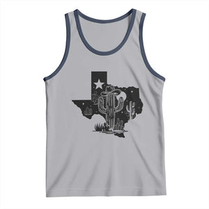 Western Pride Gift Tank Top Cactus Texas Map With Cowboy Hat TS12 Athletic Heather Navy Print Your Wear