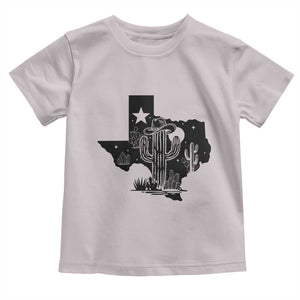 Western Pride Gift Toddler T Shirt Cactus Texas Map With Cowboy Hat TS12 Ice Gray Print Your Wear