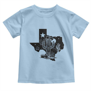 Western Pride Gift Toddler T Shirt Cactus Texas Map With Cowboy Hat TS12 Light Blue Print Your Wear