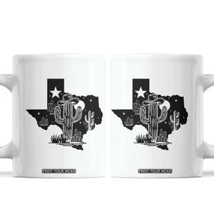 Western Pride Gift Coffee Mug Cactus Texas Map With Cowboy Hat TS12 White Print Your Wear