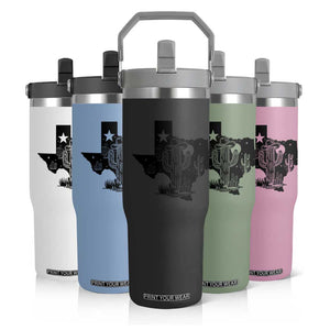 Western Pride Gift Flip Straw Tumbler Cactus Texas Map With Cowboy Hat TS12 Print Your Wear