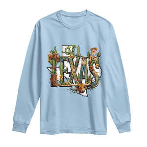 Texas Cowboy And Cowgirl Long Sleeve Shirt Vintage Cactus Gift Idea TS12 Light Blue Print Your Wear