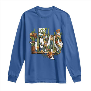Texas Cowboy And Cowgirl Long Sleeve Shirt Vintage Cactus Gift Idea TS12 Royal Blue Print Your Wear