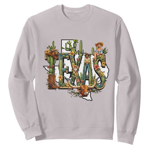 Texas Cowboy And Cowgirl Sweatshirt Vintage Cactus Gift Idea TS12 Ice Gray Print Your Wear
