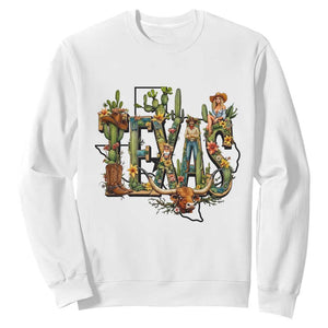 Texas Cowboy And Cowgirl Sweatshirt Vintage Cactus Gift Idea TS12 White Print Your Wear