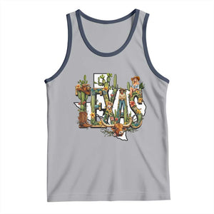 Texas Cowboy And Cowgirl Tank Top Vintage Cactus Gift Idea TS12 Athletic Heather Navy Print Your Wear