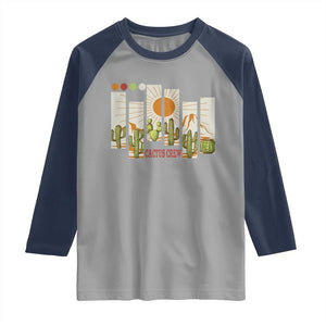 Succulent Plant Lover Gift Raglan Shirt Cactus Crew TS12 Sport Gray Navy Print Your Wear