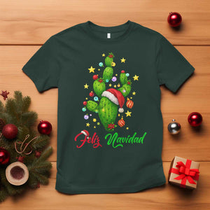 Feliz Navidad Cactus T Shirt Funny Spanish Christmas Gift TS12 Dark Forest Green Print Your Wear