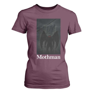 Mothman T Shirt For Women Folklore Cryptid Gift Silver Bridge West Virginia TS12 Maroon Print Your Wear