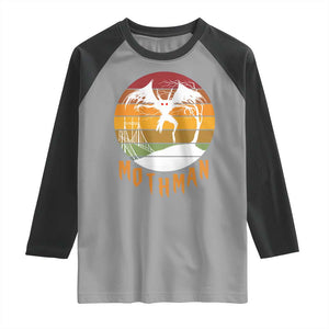 Mothman Raglan Shirt Retro Vintage Cryptid Gothic Horror Gift TS12 Sport Gray Black Print Your Wear