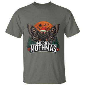 Mothman T Shirt Holiday Humor Merry Mothmas Cryptid Gift TS12 Military Green Print Your Wear
