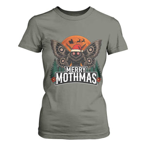 Mothman T Shirt For Women Holiday Humor Merry Mothmas Cryptid Gift TS12 Military Green Print Your Wear