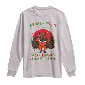 Mothman Christmas Long Sleeve Shirt We Wish You A Mothman Cryptmas Funny Christmas Gift TS12 Ice Gray Print Your Wear