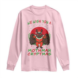 Mothman Christmas Long Sleeve Shirt We Wish You A Mothman Cryptmas Funny Christmas Gift TS12 Light Pink Print Your Wear