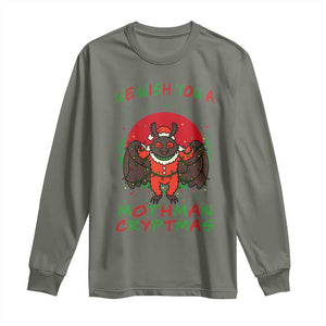 Mothman Christmas Long Sleeve Shirt We Wish You A Mothman Cryptmas Funny Christmas Gift TS12 Military Green Print Your Wear