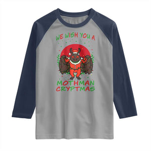 Mothman Christmas Raglan Shirt We Wish You A Mothman Cryptmas Funny Christmas Gift TS12 Sport Gray Navy Print Your Wear